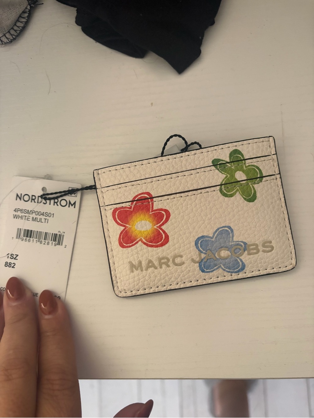 Marc Jacobs Cream Floral Leather Card Case with Multicolor Flowers